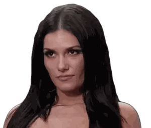 Woman With Long Dark Hair Making Serious Face Sticker