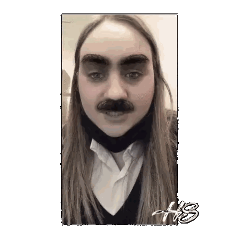 Woman With Long Hair And Fake Mustache TS Sticker