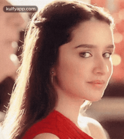 Woman With Long Hair And Red Dress GIF