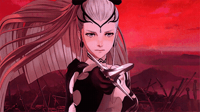 Woman With Long Hair Holding Sword GIF