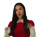 Woman With Long Hair In Red Sweater Sticker