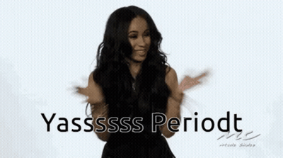 Woman With Long Hair Making Funny Face Periodt GIF
