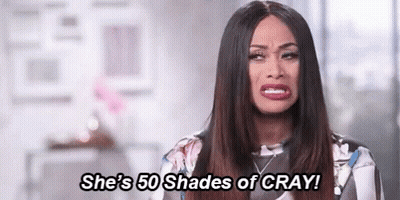 Woman With Long Hair Making Funny Face Saying She's 50 Shades Of Cray GIF