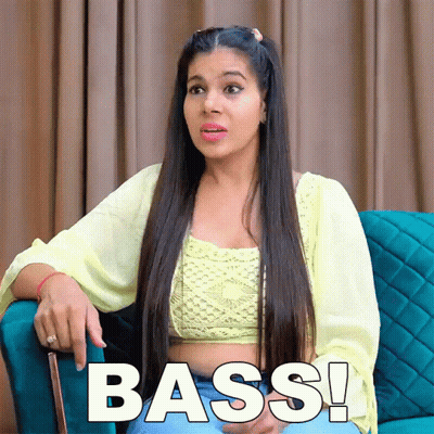 Woman With Long Hair On Blue Couch Bass GIF
