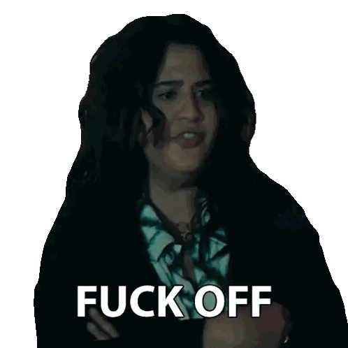 Woman With Long Hair Saying Fuck Off Sticker