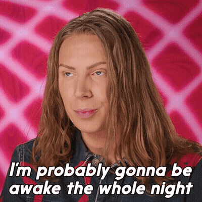 Woman With Long Hair Saying Gonna Be Awake All Night GIF