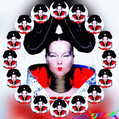 Woman With Long Neck Surrounded By Circles Saying AA GIF