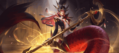 Woman With Long Red Hair Holding Large Spear GIF