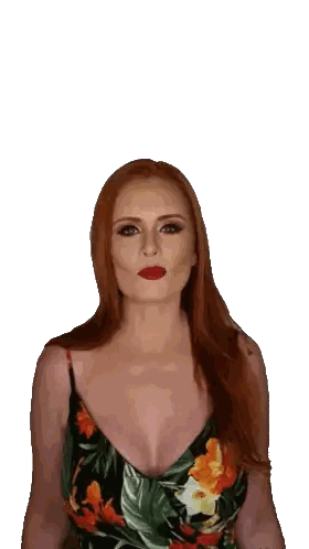 Woman With Long Red Hair In Floral Tank Top Sticker