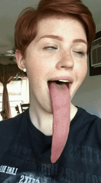 Woman With Long Tongue Wearing Twenty Eight T-Shirt GIF