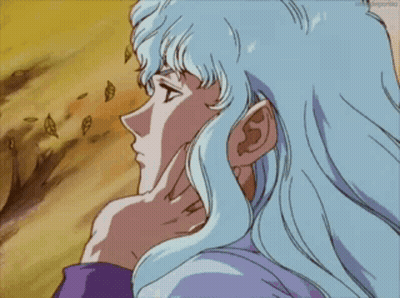 Woman With Long White Hair And Purple Shirt GIF