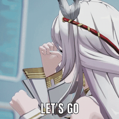 Woman With Long White Hair Says Let's Go GIF