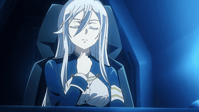 Woman With Long White Hair Sitting With Eyes Closed GIF