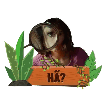 Woman With Magnifying Glass And 'Ha' Sign Sticker