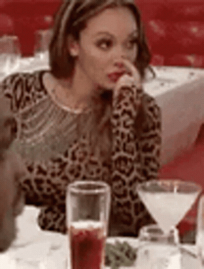 Woman With Martini Glass And Wine Glass GIF