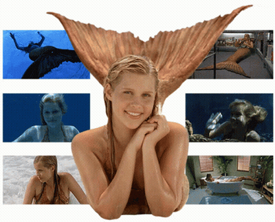 Woman With Mermaid Tail Surrounded By Pictures GIF