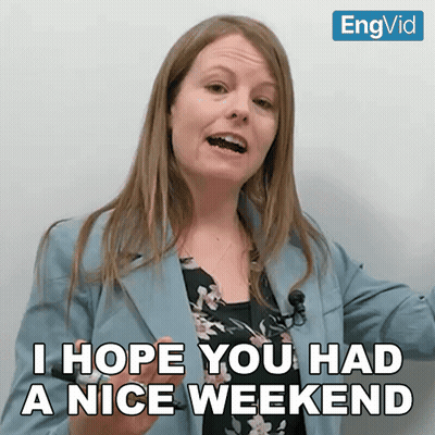 Woman With Microphone Says I Hope You Had a Nice Weekend