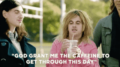 Woman With Milkshake, Man: God Grant Me Caffeine GIF