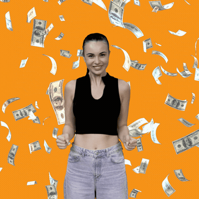 Woman With Money Background Hyped Af GIF