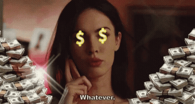 Woman With Money Eyes On Phone Says Whatever GIF