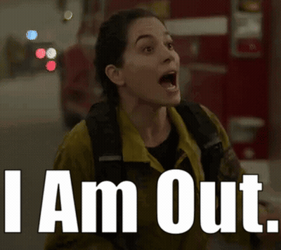 Woman With Mouth Open Saying I Am Out GIF