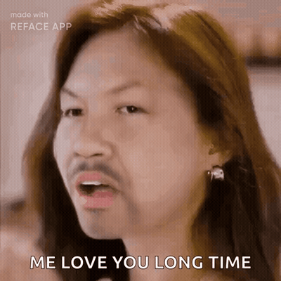 Woman With Mustache Says Me Love You Long Time GIF