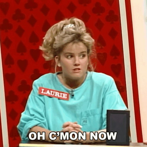 Woman With Name Tag Laurie Saying Oh C'mon Now GIF