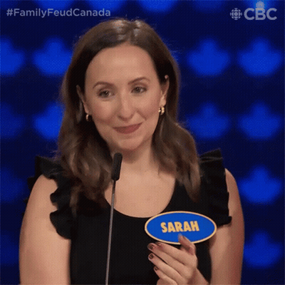 Woman With Name Tag Saying Sarah GIF
