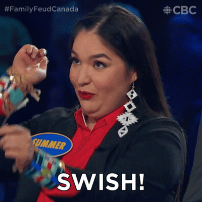 Woman With Name Tag Summer Making Swish Gesture GIF