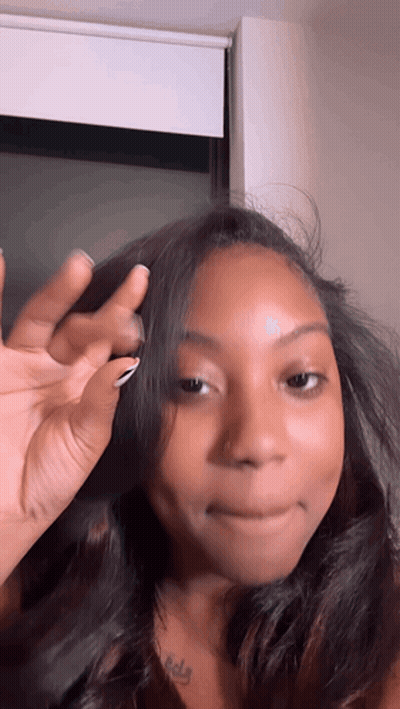 Woman With Neck Tattoo Covering Face GIF