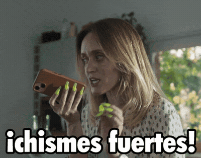 Woman With Neon Green Nails Holding Phone Saying Ichismes Fuertes GIF