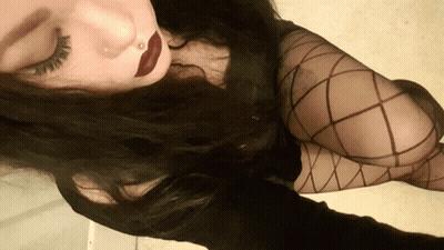 Woman With Nose Ring, Red Lipstick, Fishnets GIF