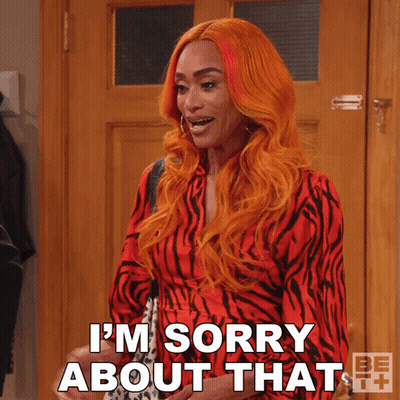Woman With Orange Hair Says I'm Sorry About That GIF
