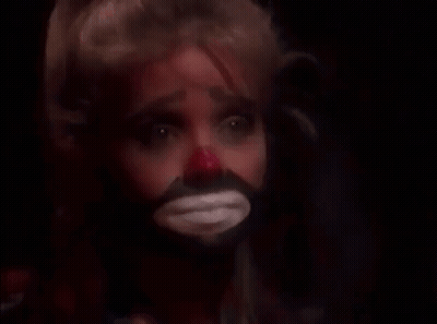 Woman With Painted Beard Crying GIF