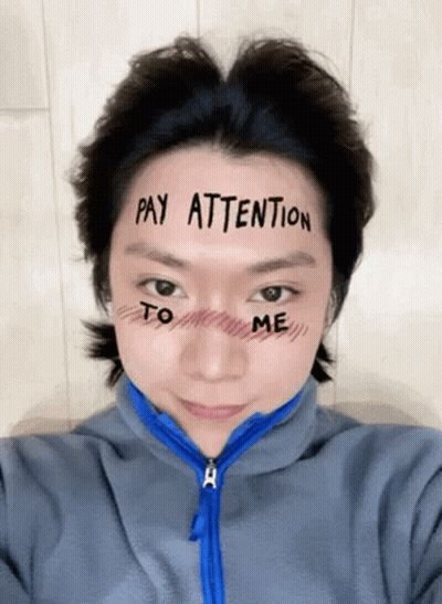Woman With Pay Attention To Me On Face GIF