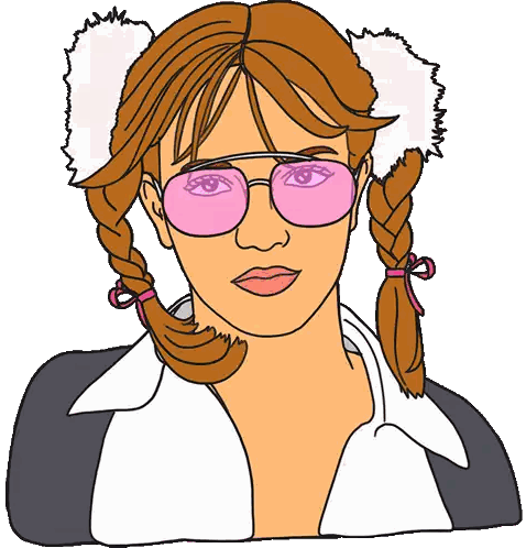 Woman With Pigtails And Sunglasses Sticker