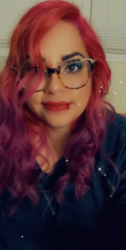 Woman With Pink And Purple Hair And Glasses GIF