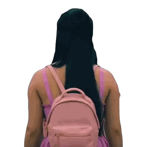 Woman With Pink Backpack And Purple Tank Top Sticker