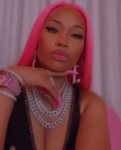 Woman With Pink Hair And Black Top GIF