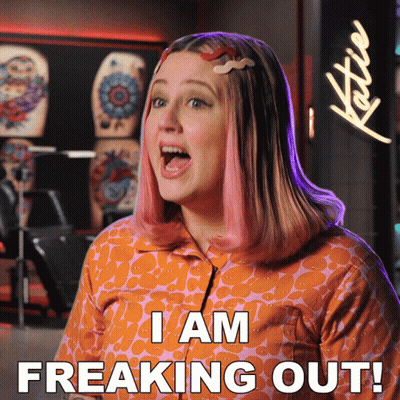 Woman With Pink Hair Freaking Out GIF