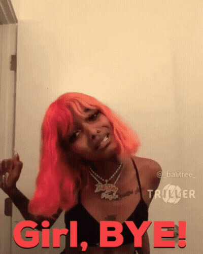 Woman With Pink Hair Girl Bye GIF