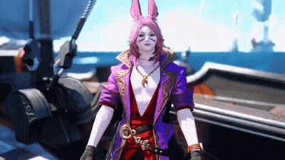 Woman With Pink Hair In Purple Jacket And Red Pants GIF