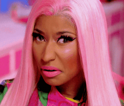 Woman With Pink Hair Making Funny Face GIF