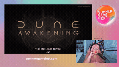 Woman With Pink Hair Playing Dune Awakening GIF