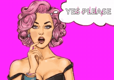 Woman With Pink Hair Saying Yes Please GIF