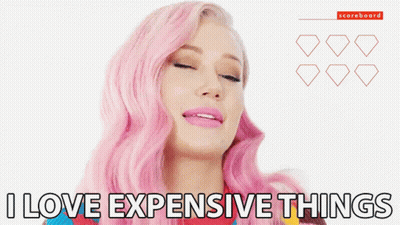Woman With Pink Hair Says I Love Expensive Things GIF