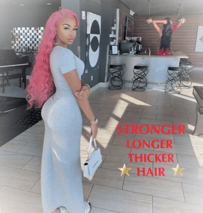 Woman With Pink Hair Stronger Longer Thicker Hair GIF