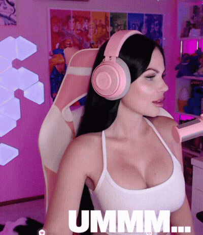 Woman With Pink Headphones In Pink Chair Saying Ummm GIF