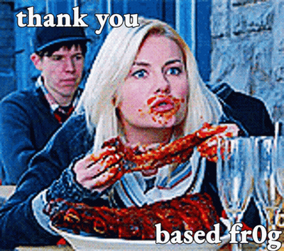 Woman With Plate And Thank You Based Frog GIF