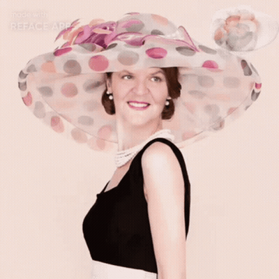 Woman With Polka Dot Hat And Pearls Reface GIF